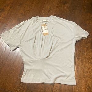 OGL Crewneck Short Sleeve Tucked Tee smocked blue color